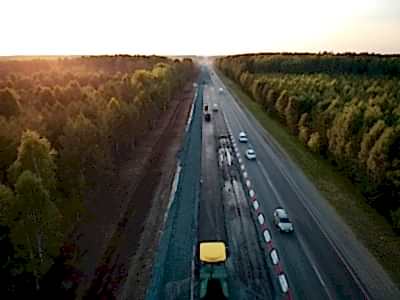 Аэрофотосъемка ремонта дороги на Астана. Фотограф с воздуха Евгений Евин для ГУДСР